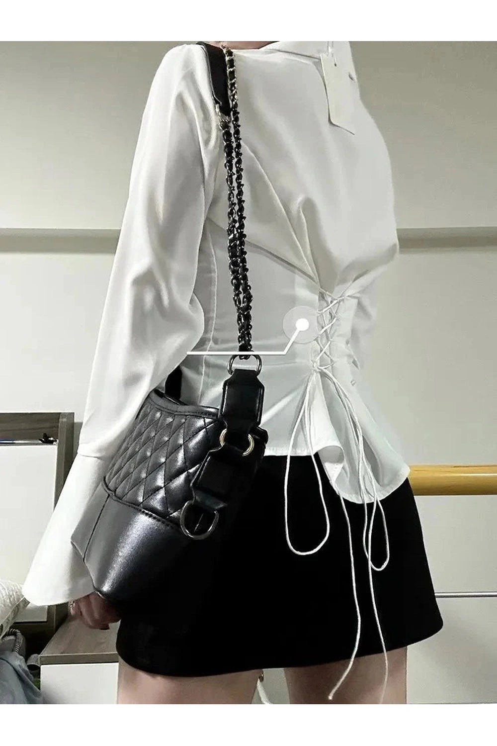 Y2k Chiffon Bandage Collar Blouse