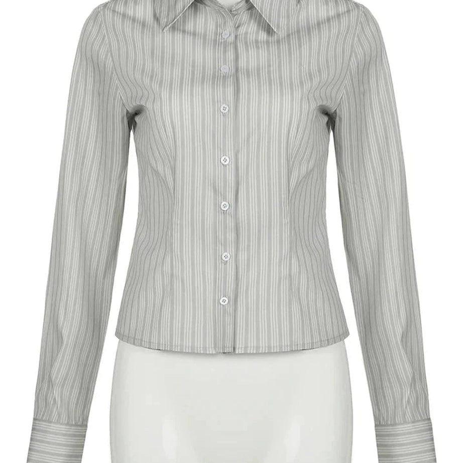 Y2k Classic Pinstripe Blouse