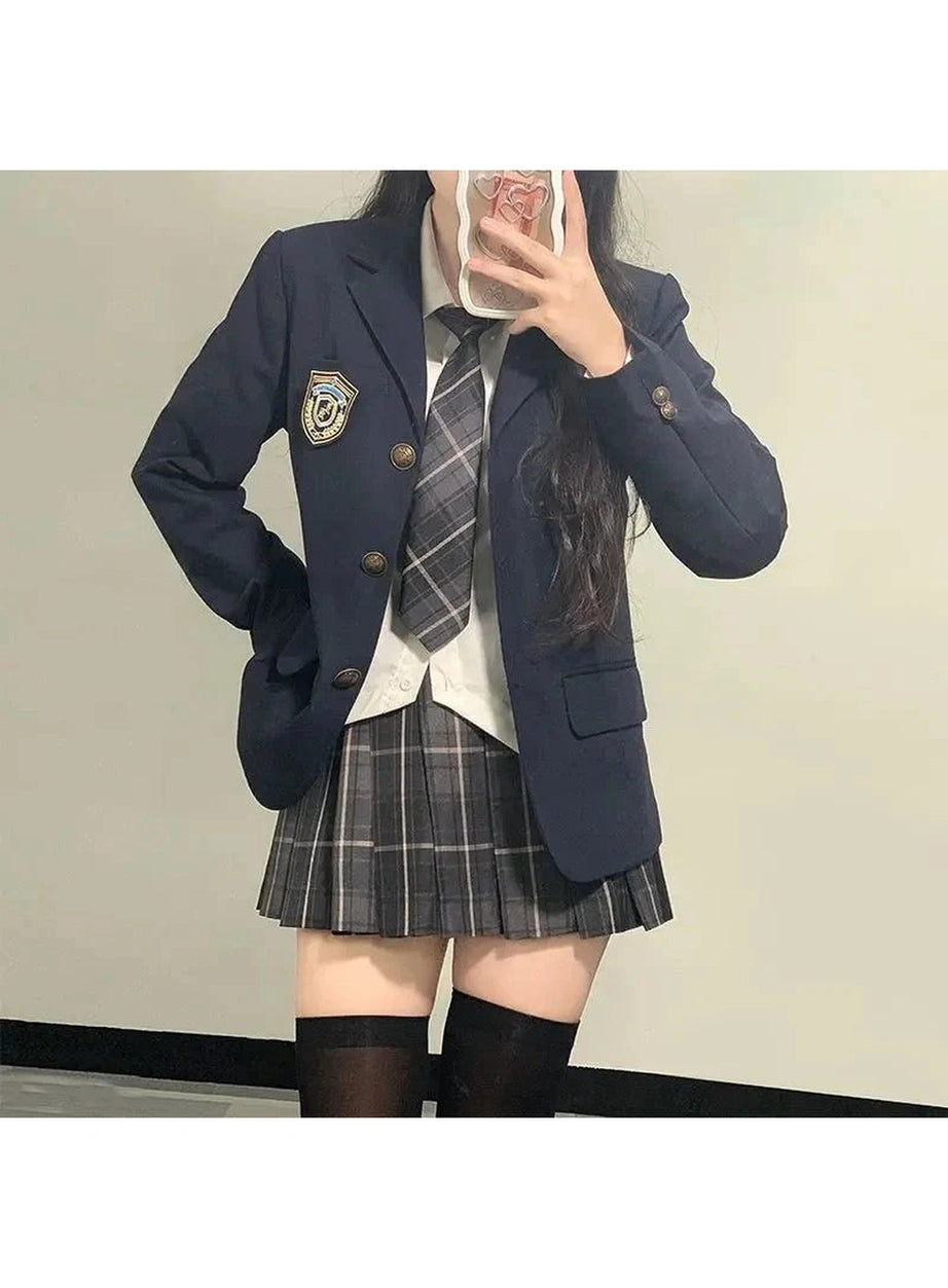 Y2k Classic Preppy School Outfit Set