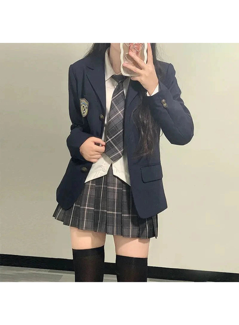 Y2k Classic Preppy School Outfit Set