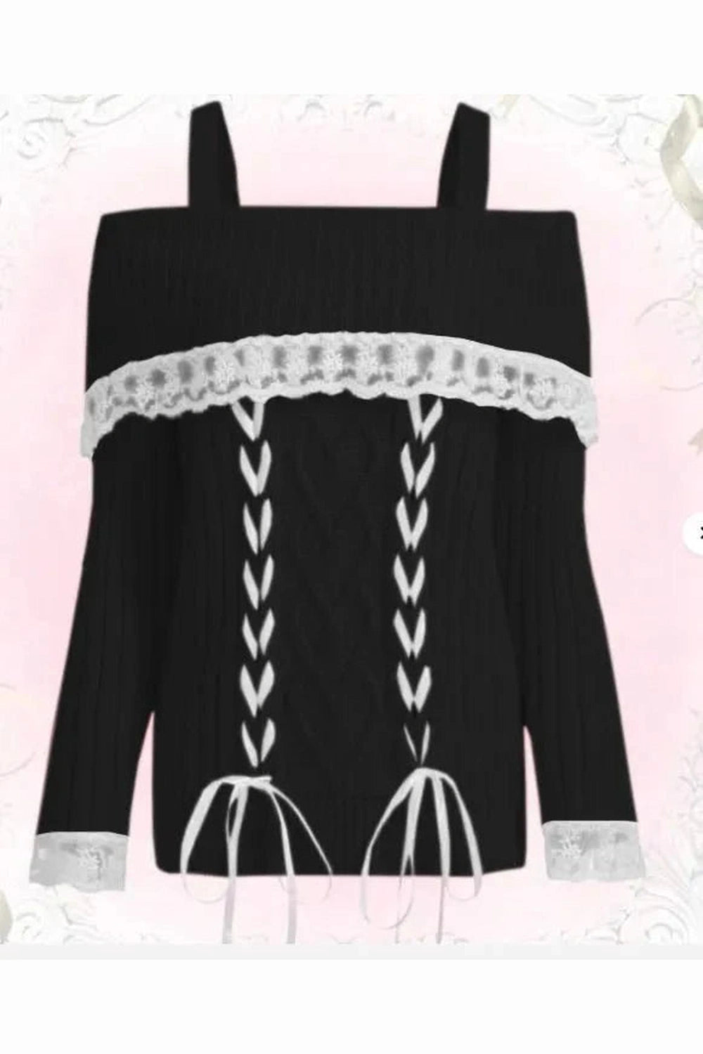Y2k Cold Shoulder Lace Knit Sweater
