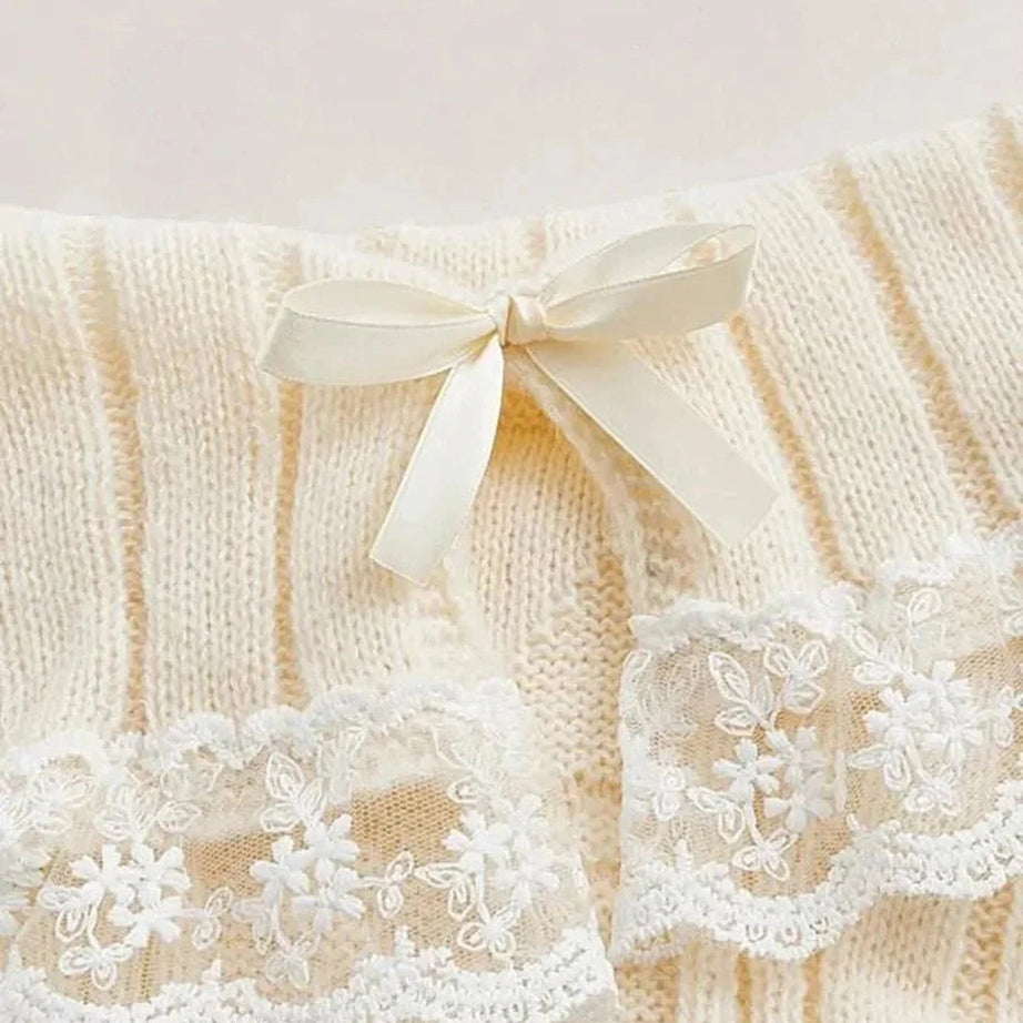 Y2k Cold Shoulder Lace Knit Sweater