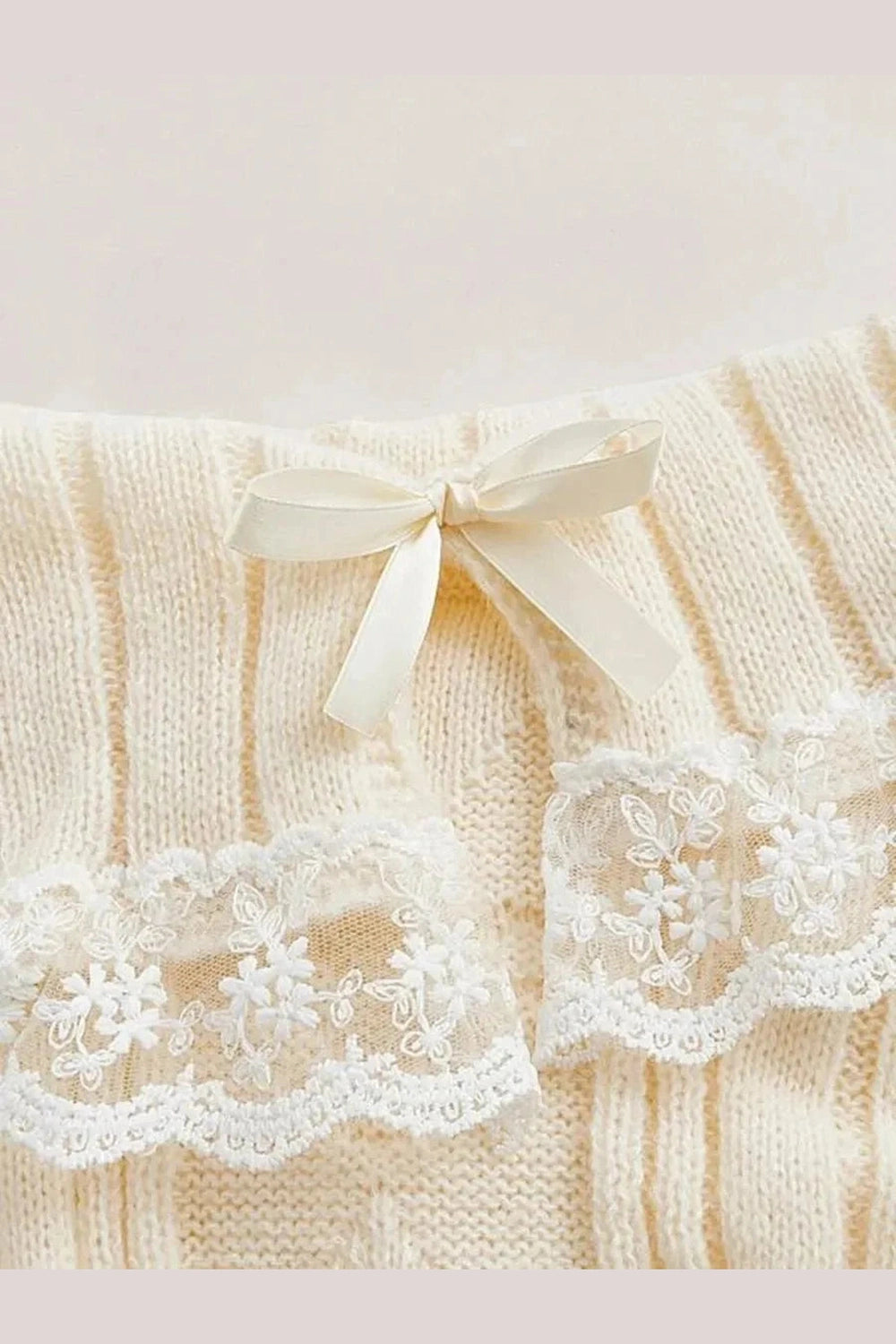 Y2k Cold Shoulder Lace Knit Sweater