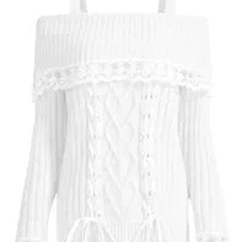 Y2k Cold Shoulder Lace Knit Sweater