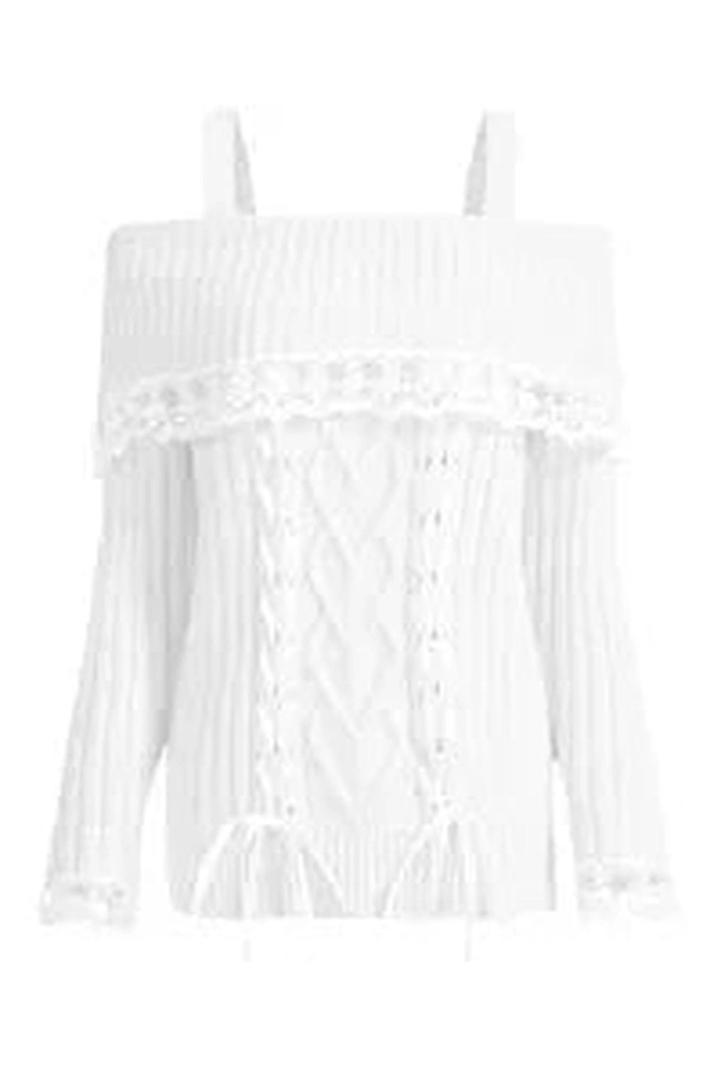 Y2k Cold Shoulder Lace Knit Sweater