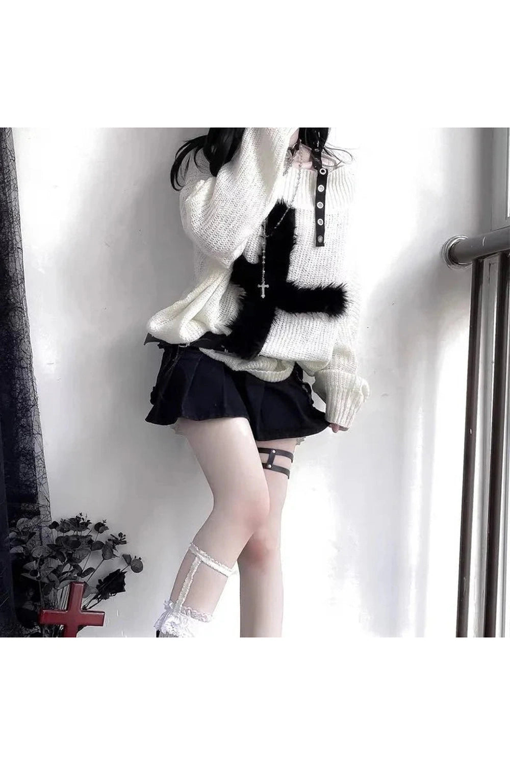 Y2k Contrast Charm Oversized Sweater