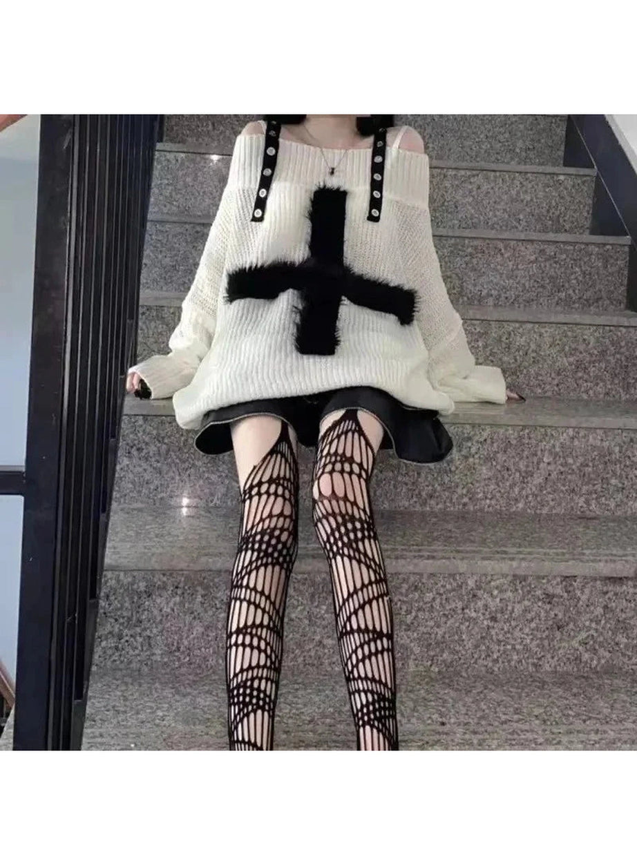 Y2k Contrast Charm Oversized Sweater