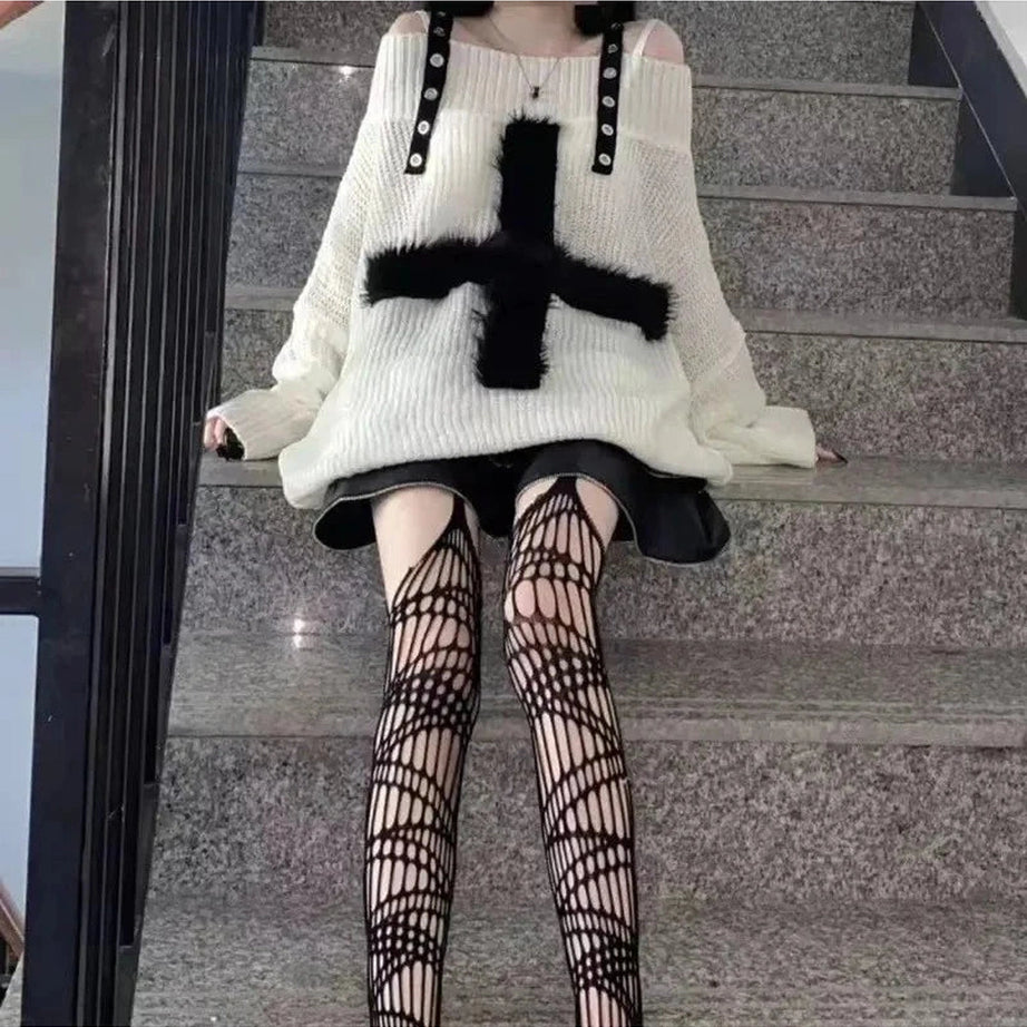 Y2k Contrast Charm Oversized Sweater