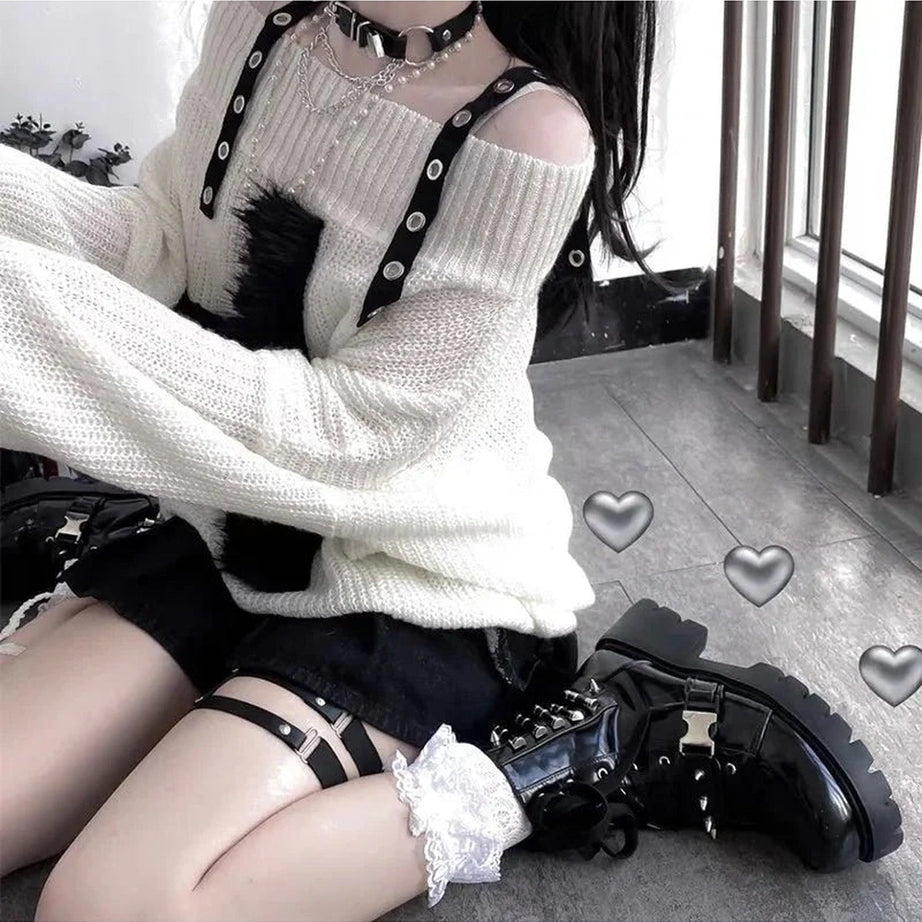 Y2k Contrast Charm Oversized Sweater