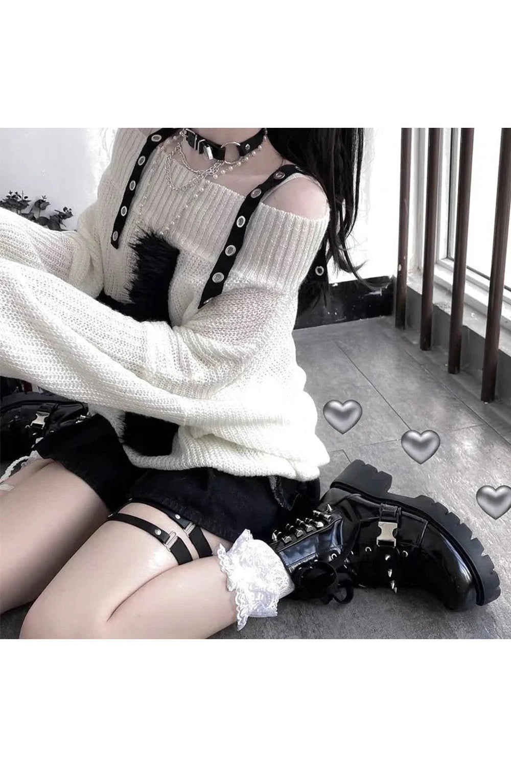 Y2k Contrast Charm Oversized Sweater