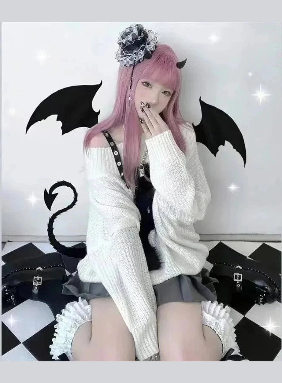 Y2k Contrast Charm Oversized Sweater