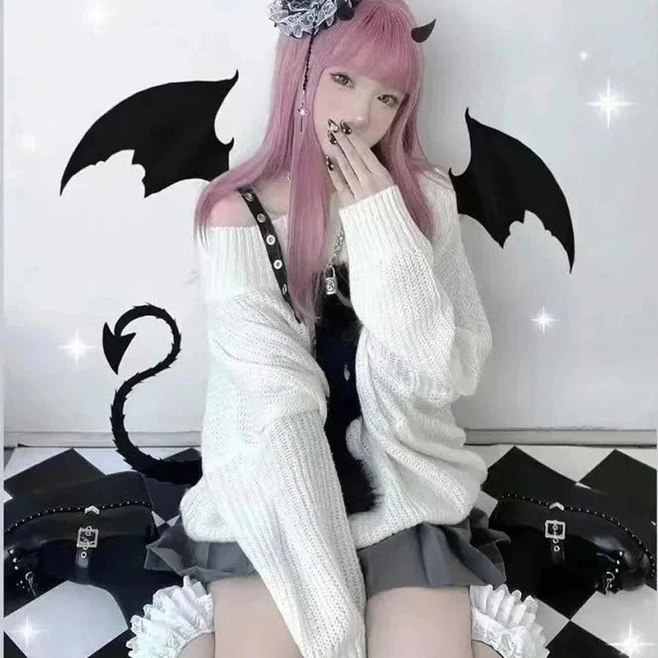 Y2k Contrast Charm Oversized Sweater