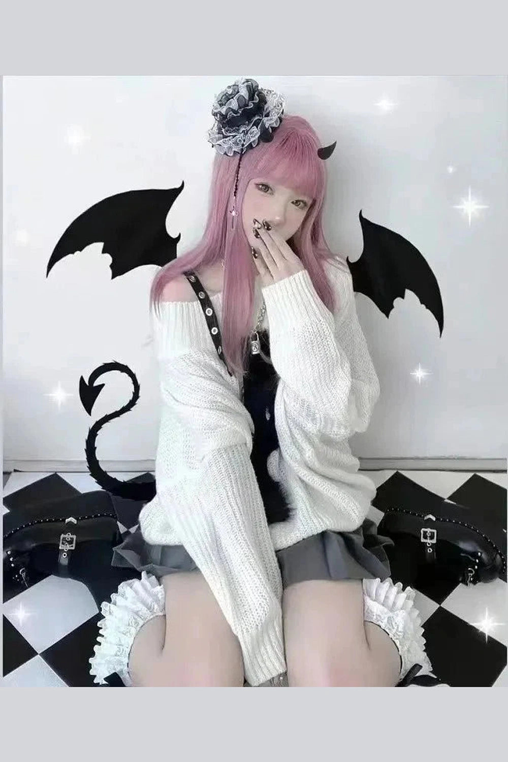 Y2k Contrast Charm Oversized Sweater