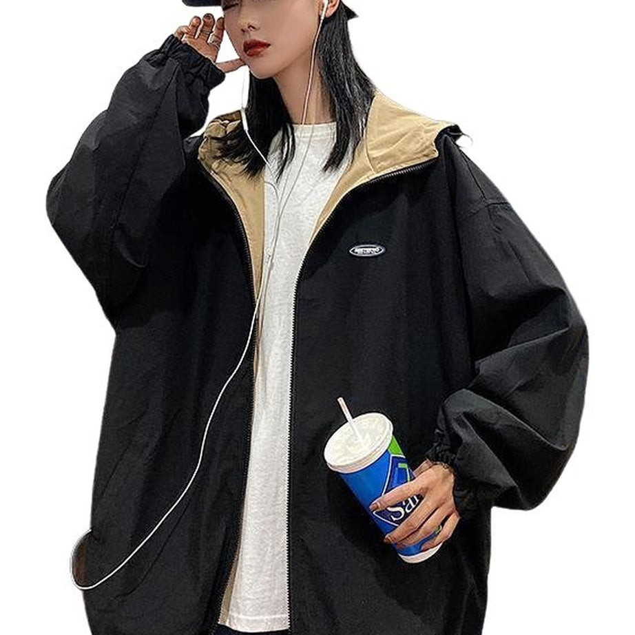 Y2k Contrast Hooded Retro Jacket