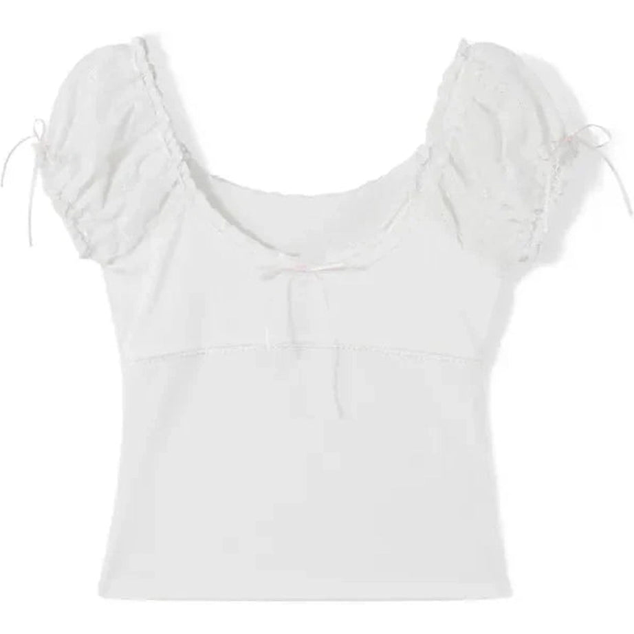 Y2k Coquette Cap Sleeve Lace Trim Top