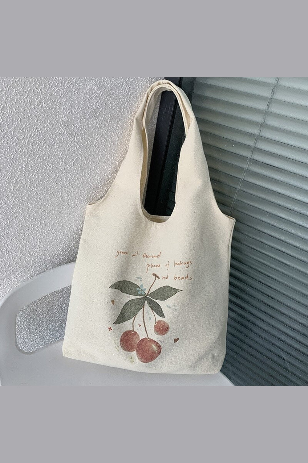 Y2k Coquette Cherry Print Canvas Shopping Bag