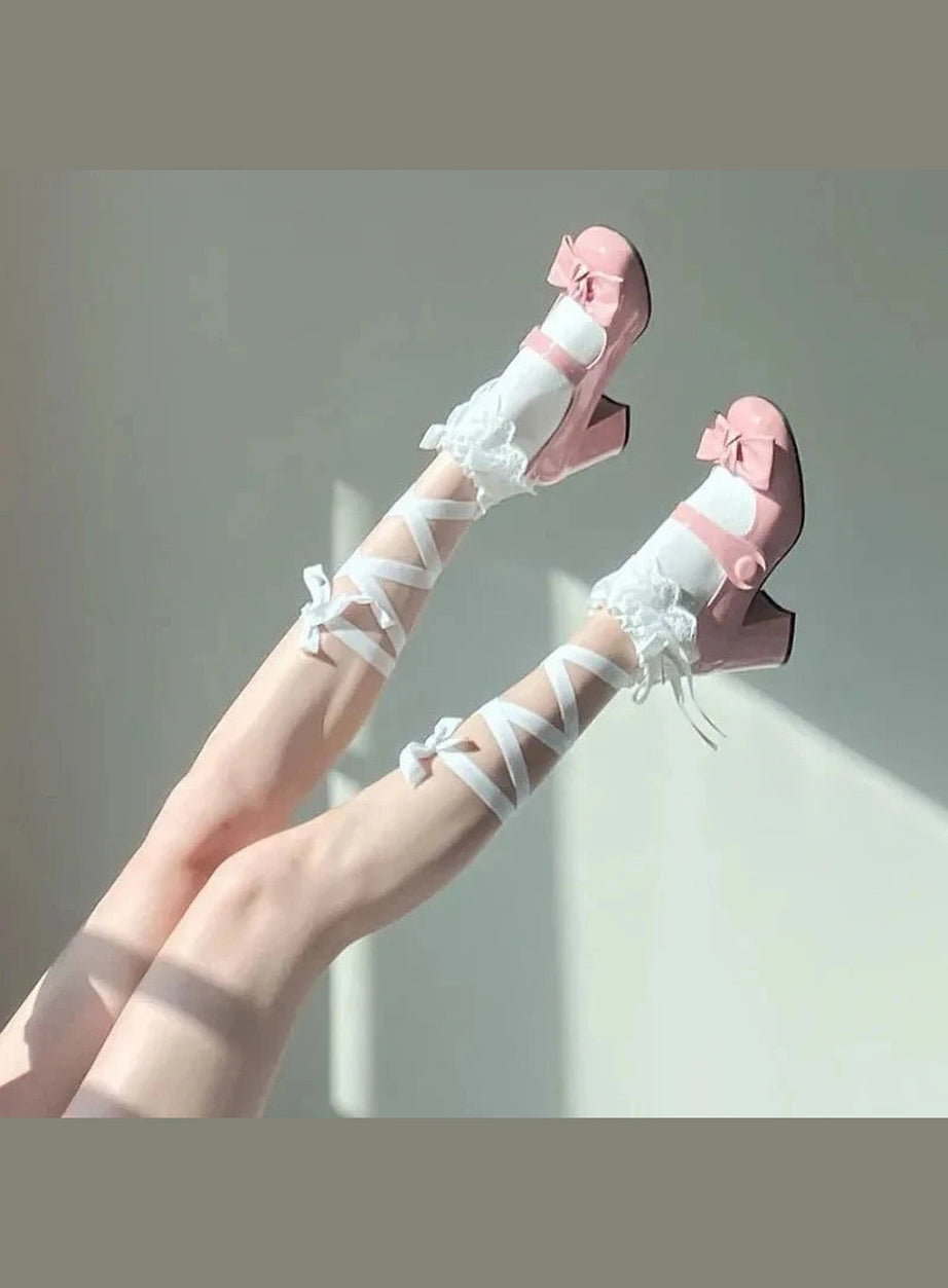 Y2k Coquette Lace Cross Tie Socks