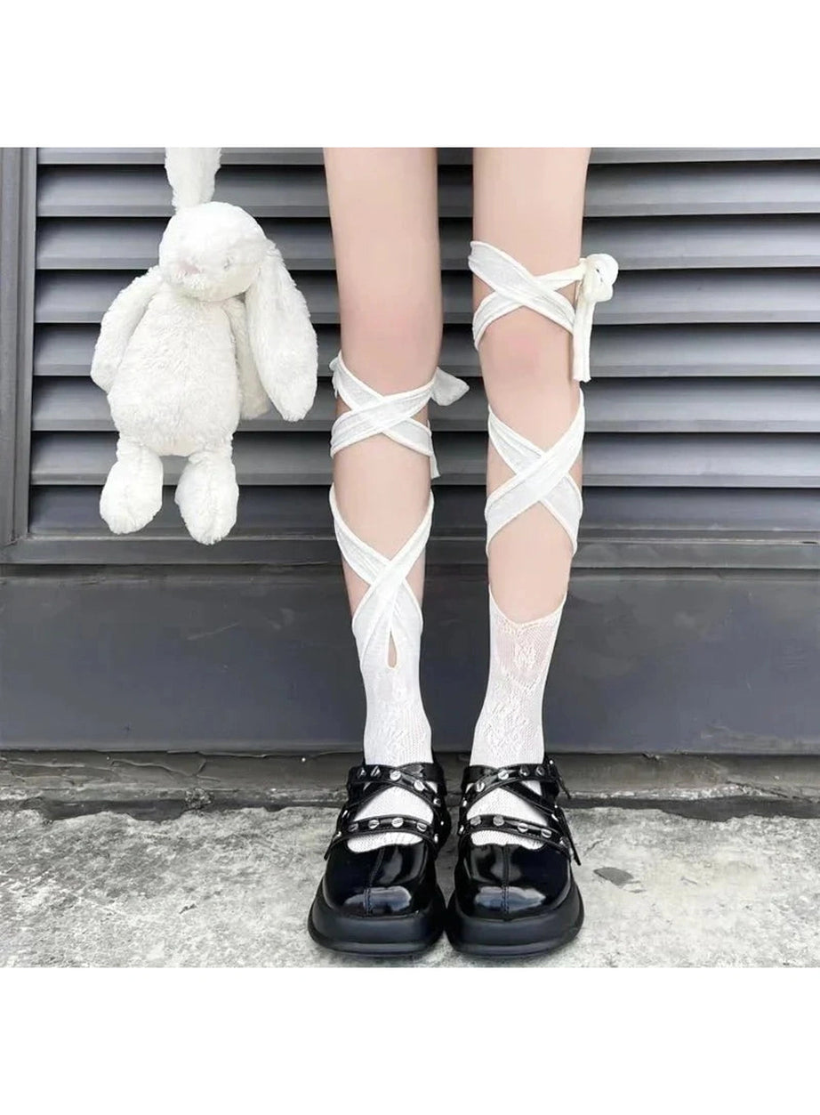 Y2k Coquette Lace Fishnet Split-toe Socks