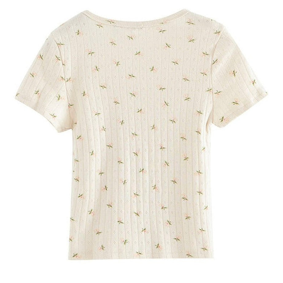 Y2k Coquette O-neck Crop T-shirt