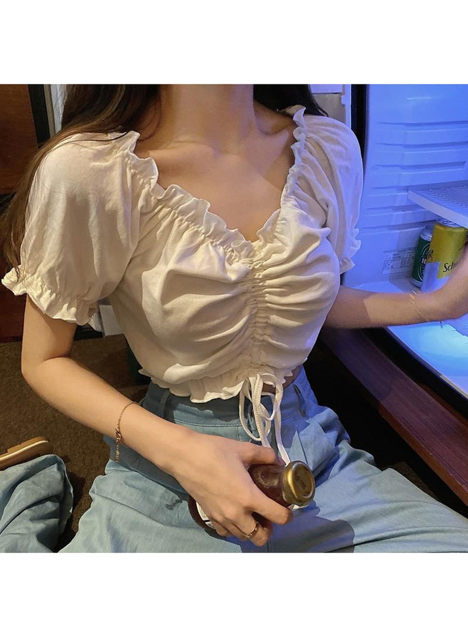 Y2k Coquette Ruffle Crop Top