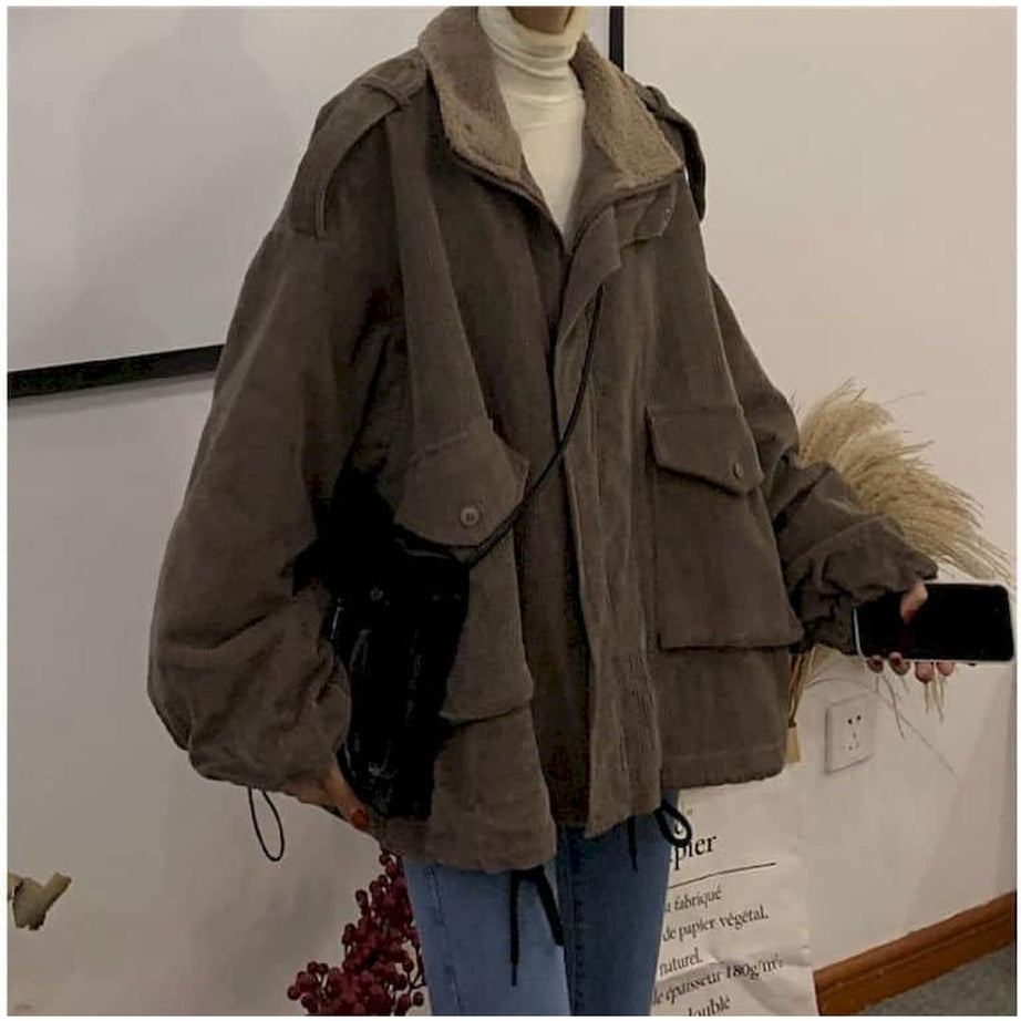 Y2k Corduroy Velvet Winter Jacket