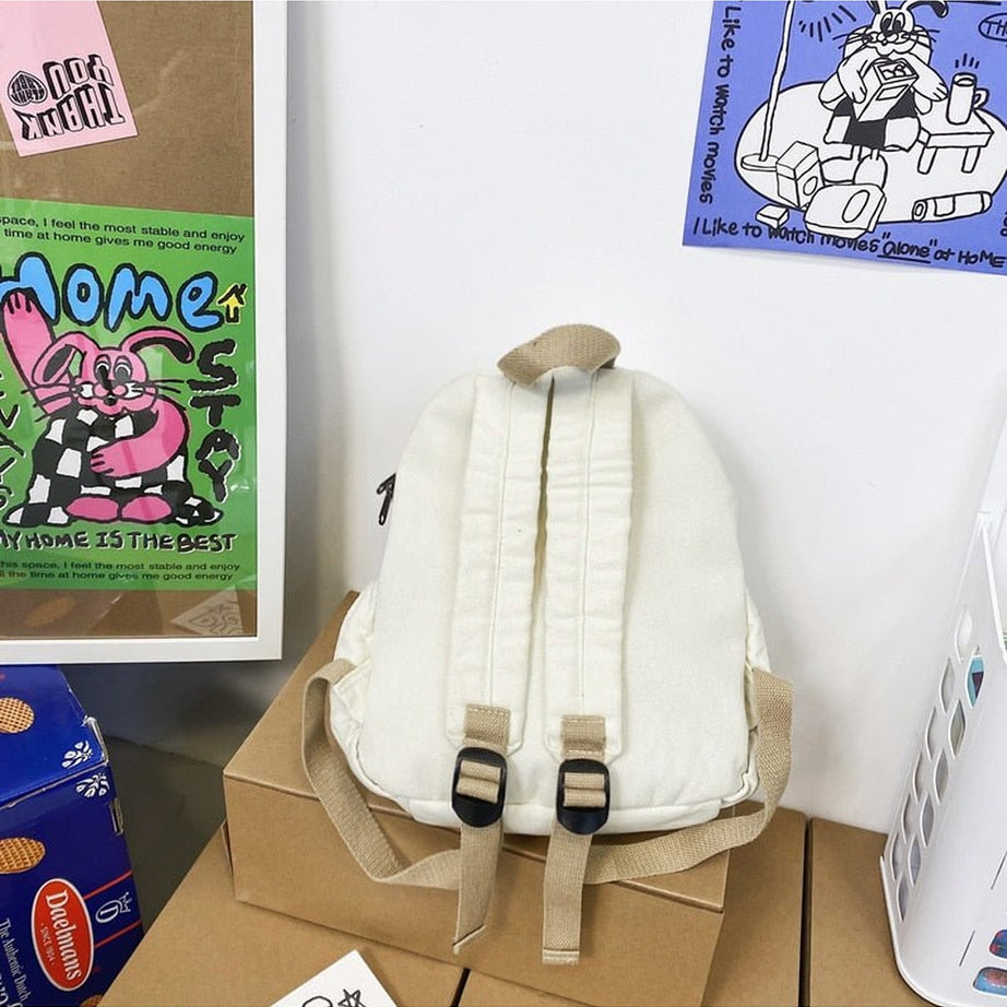 Y2k Cotton Black Travel Backpack