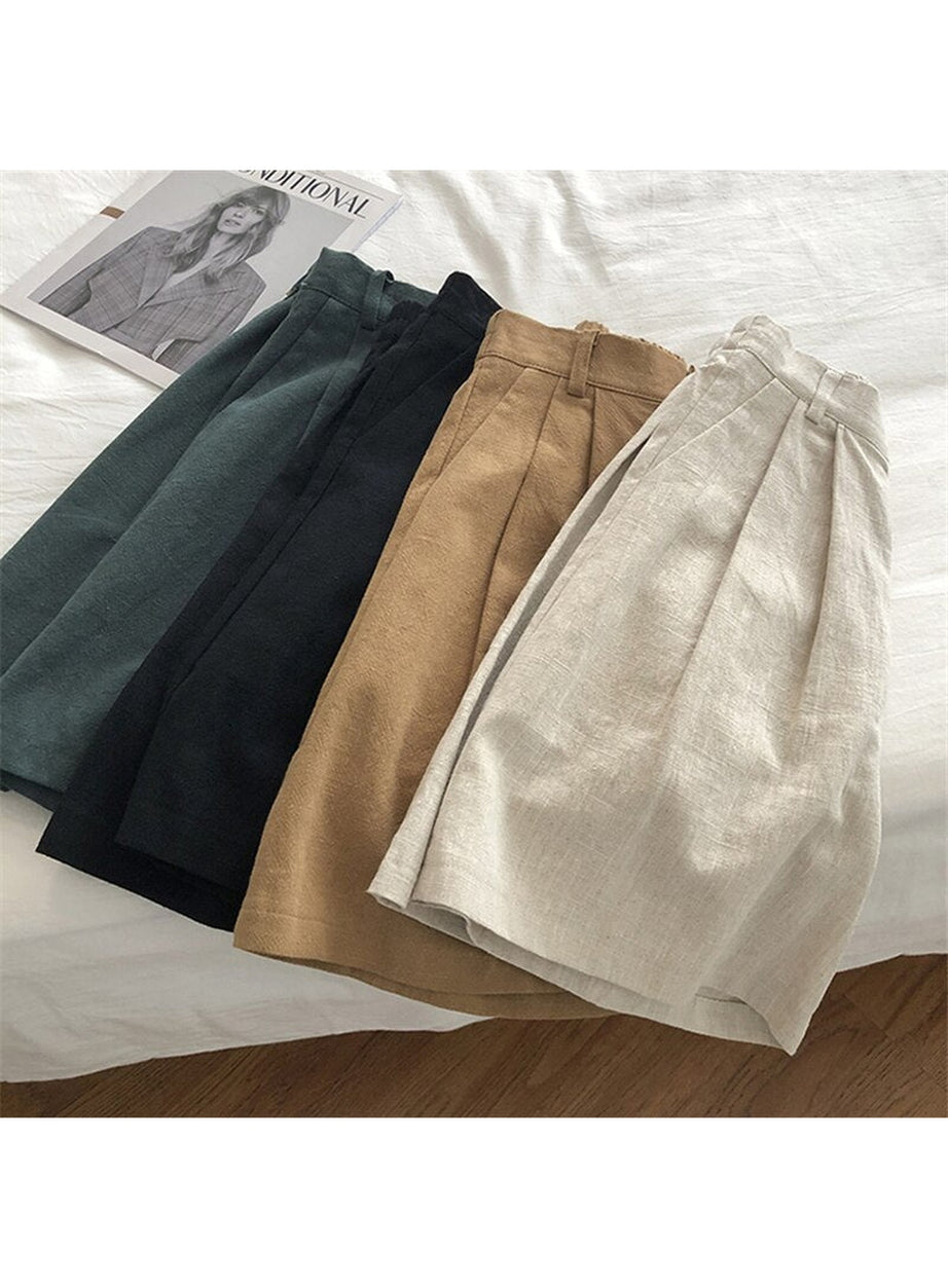 Y2k Cotton Linen Retro Shorts