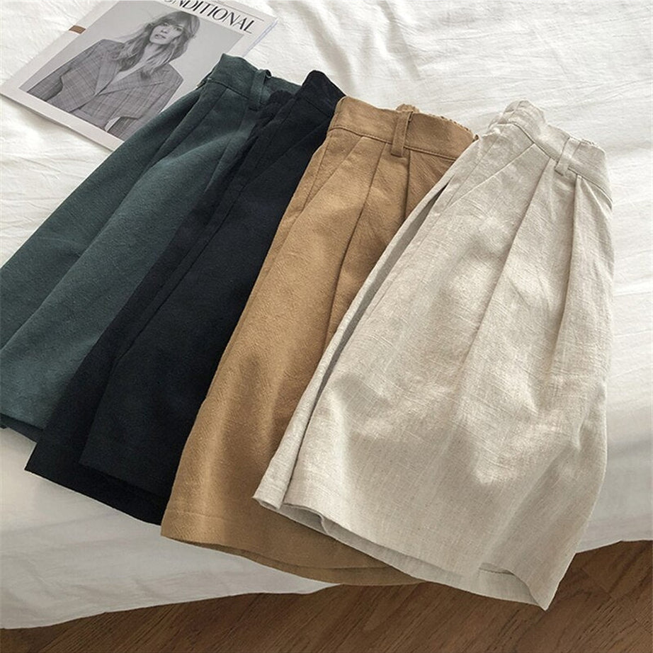 Y2k Cotton Linen Retro Shorts