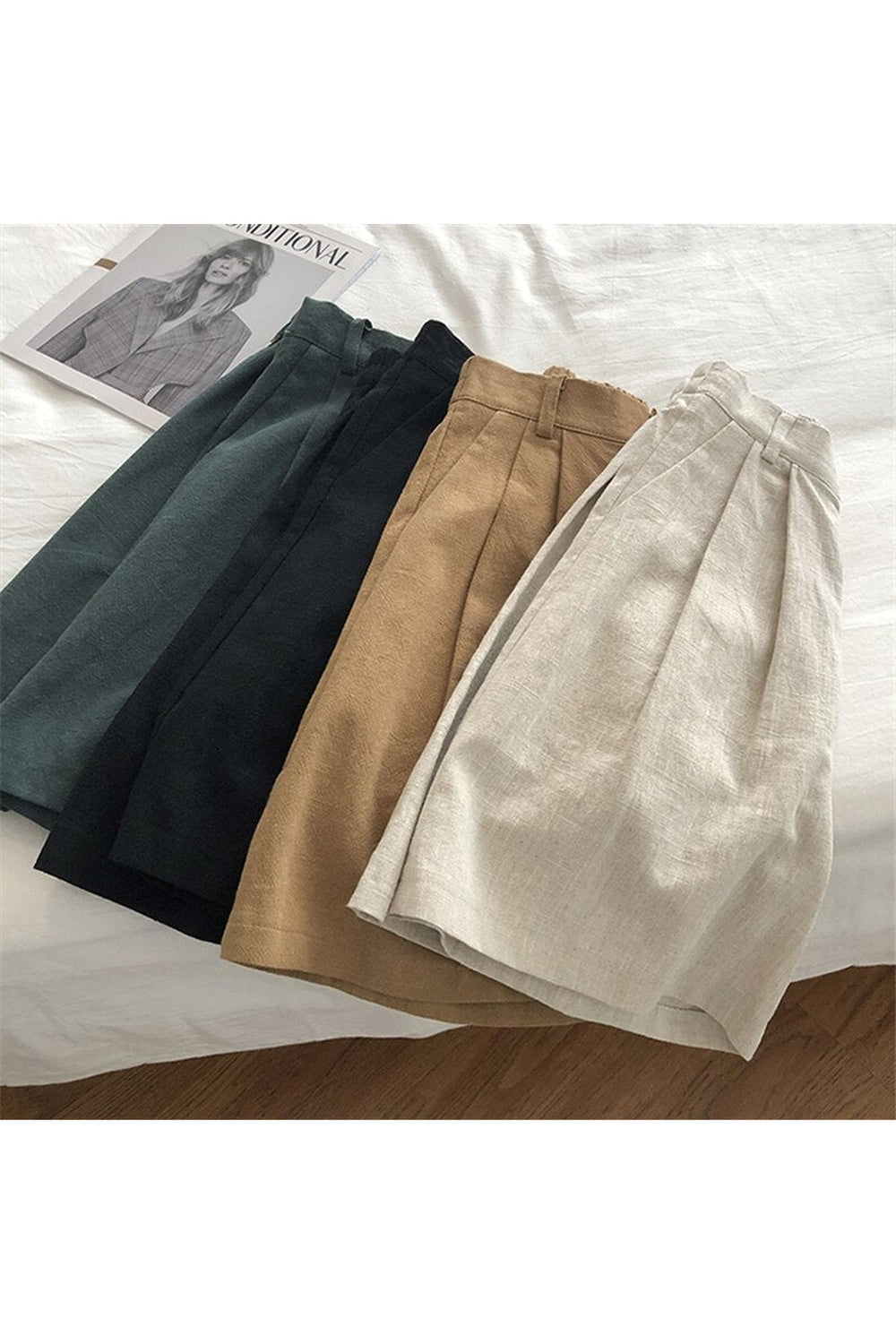 Y2k Cotton Linen Retro Shorts