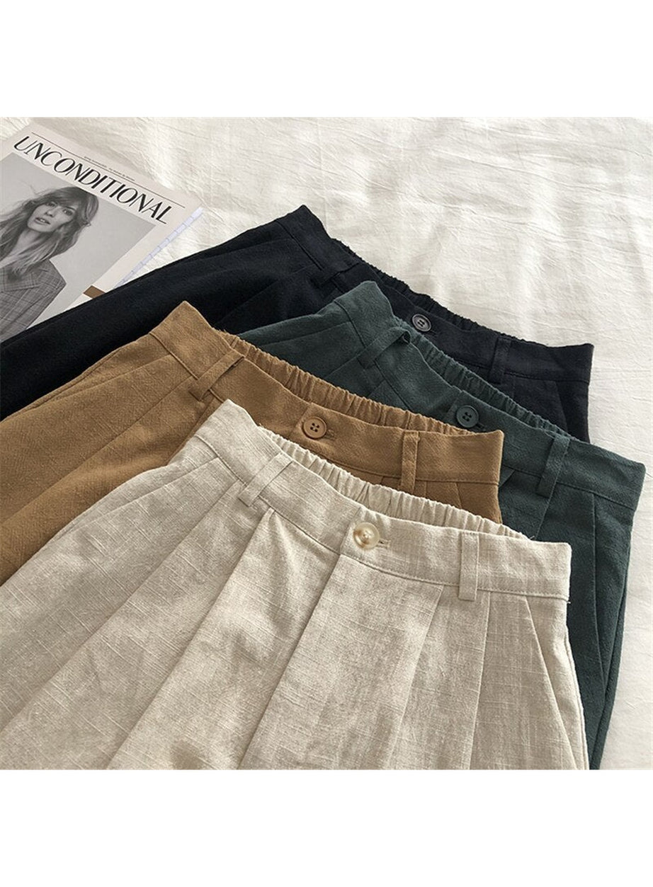 Y2k Cotton Linen Retro Shorts