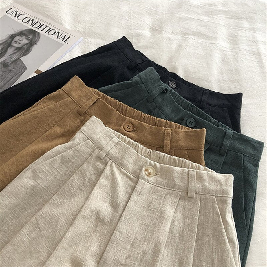 Y2k Cotton Linen Retro Shorts