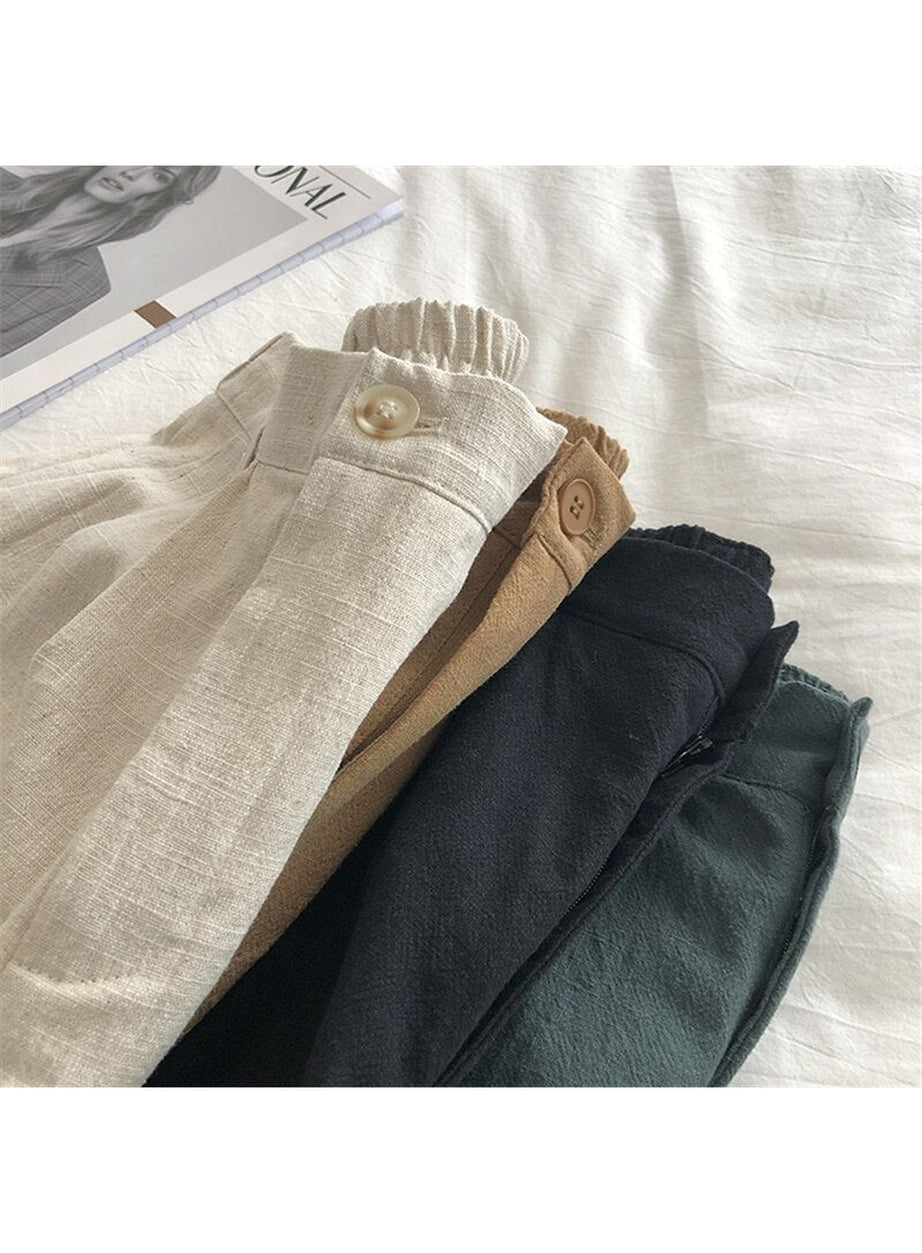 Y2k Cotton Linen Retro Shorts