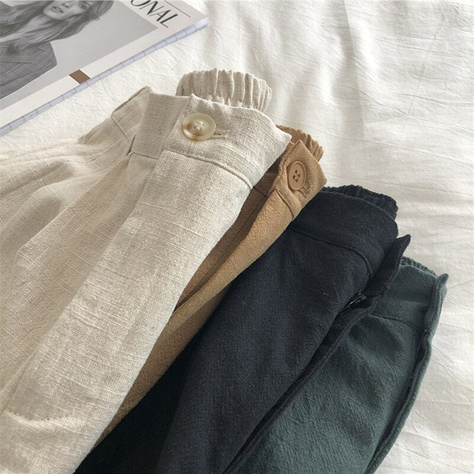 Y2k Cotton Linen Retro Shorts