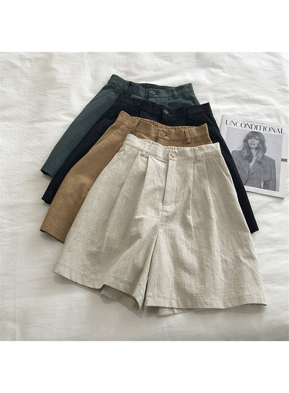 Y2k Cotton Linen Retro Shorts