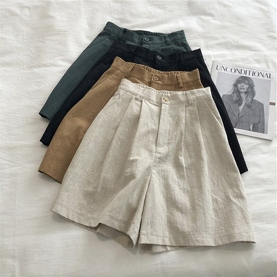 Y2k Cotton Linen Retro Shorts