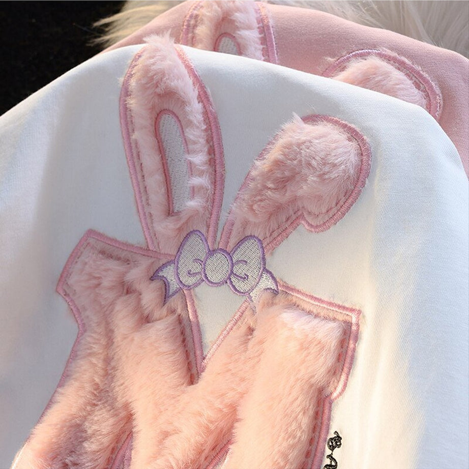 Y2k Cotton Rabbit Ear Pink T-shirt