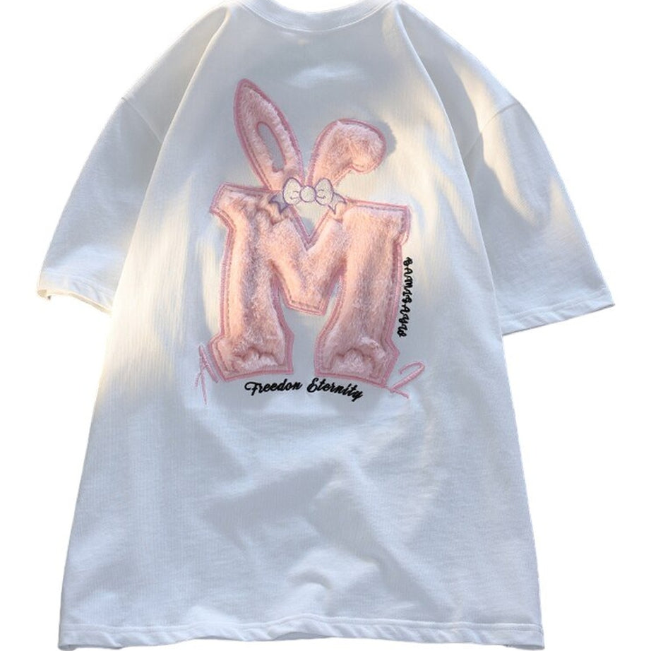 Y2k Cotton Rabbit Ear Pink T-shirt