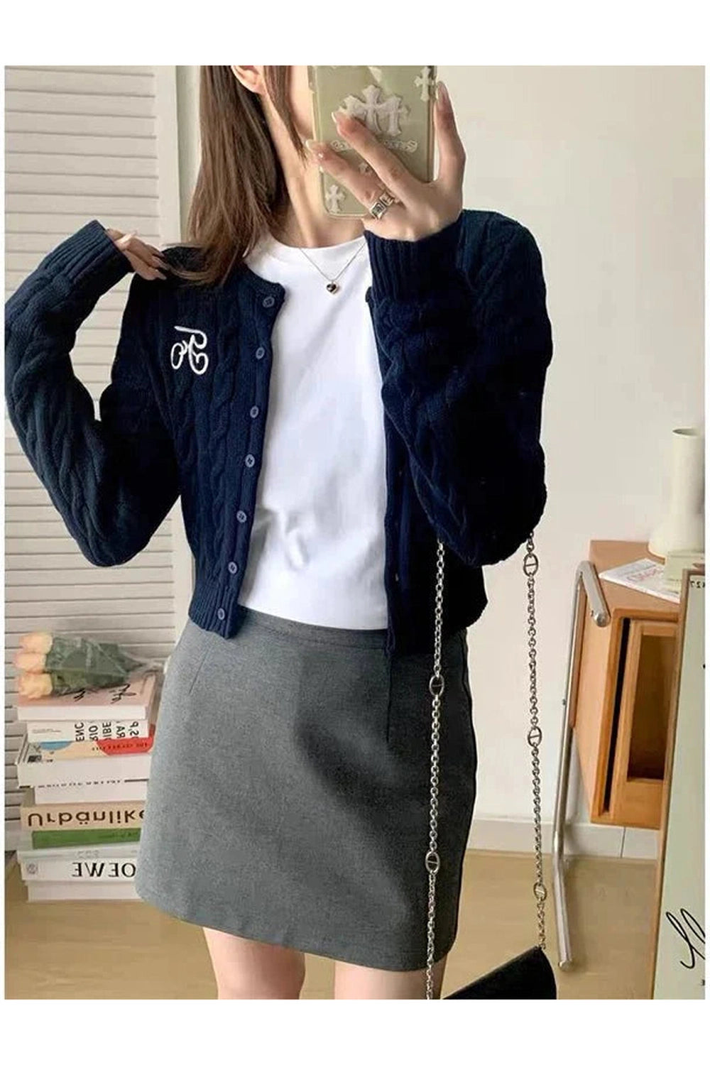 Y2k Cozy Cable-Knit Buttoned Cardigan