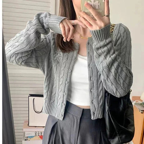 Cozy Cable - Knit Buttoned Cardigan - Cardigans