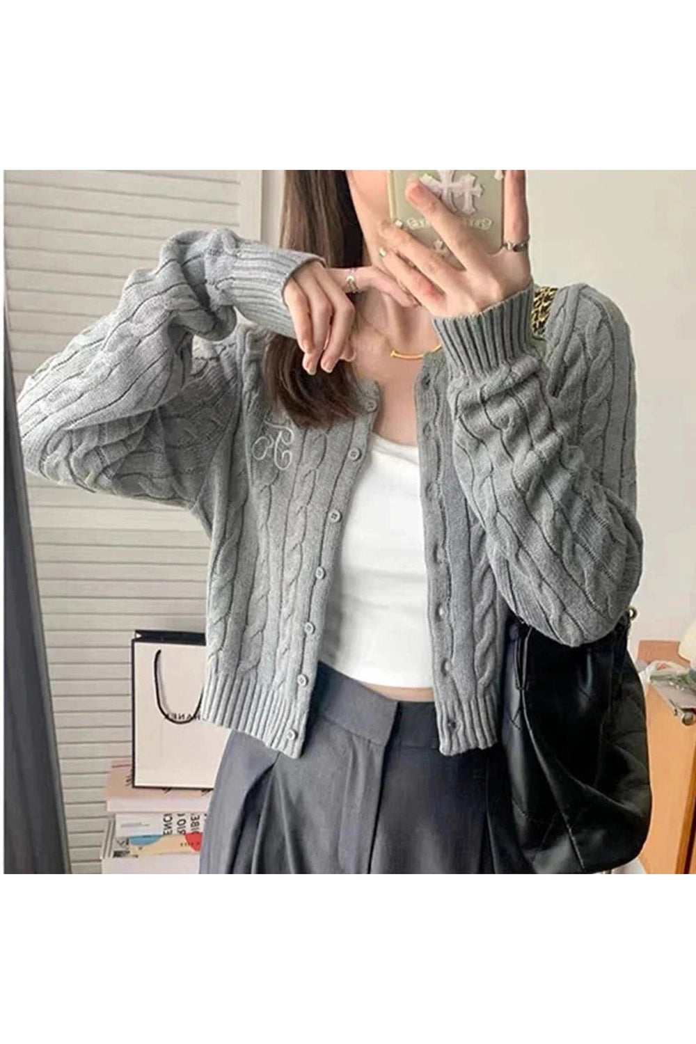 Y2k Cozy Cable-Knit Buttoned Cardigan