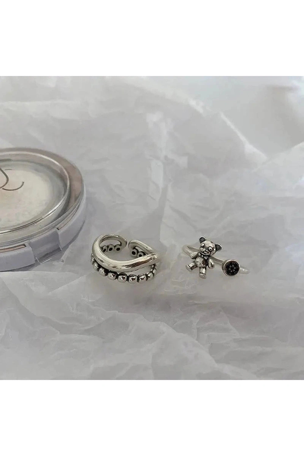 Y2k Creative Silver Bear Rings