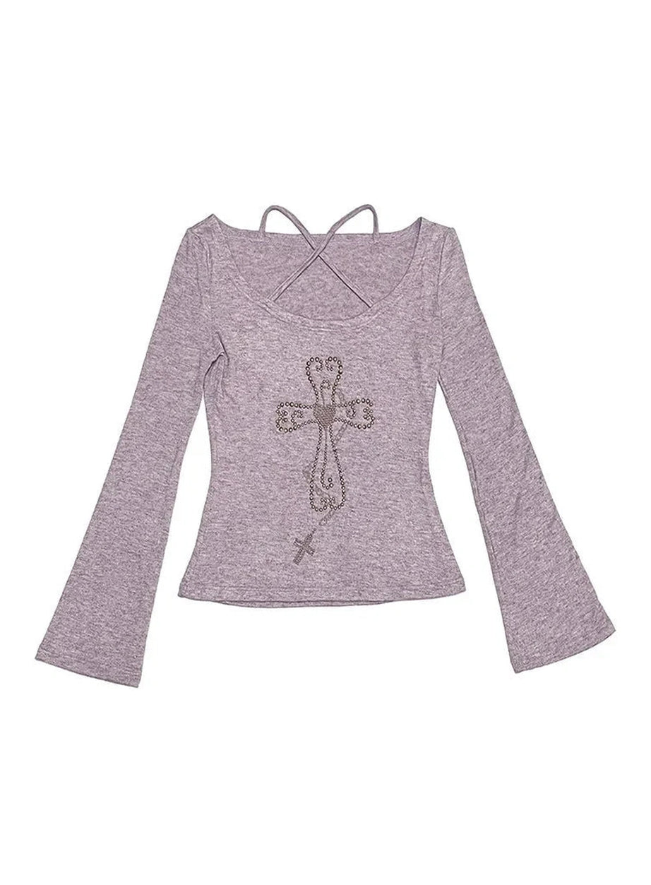 Y2k Crisscross Faith Top