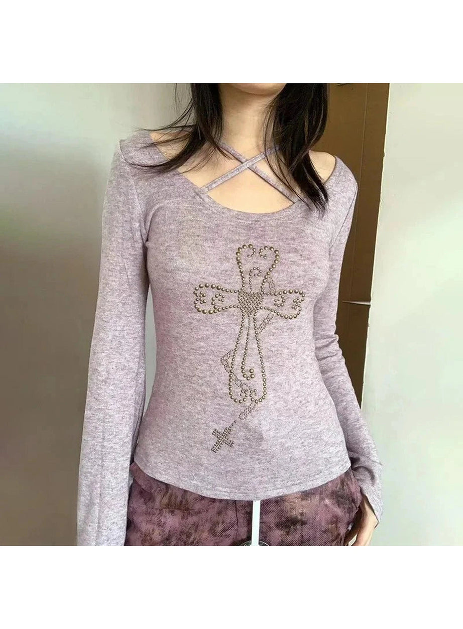 Y2k Crisscross Faith Top