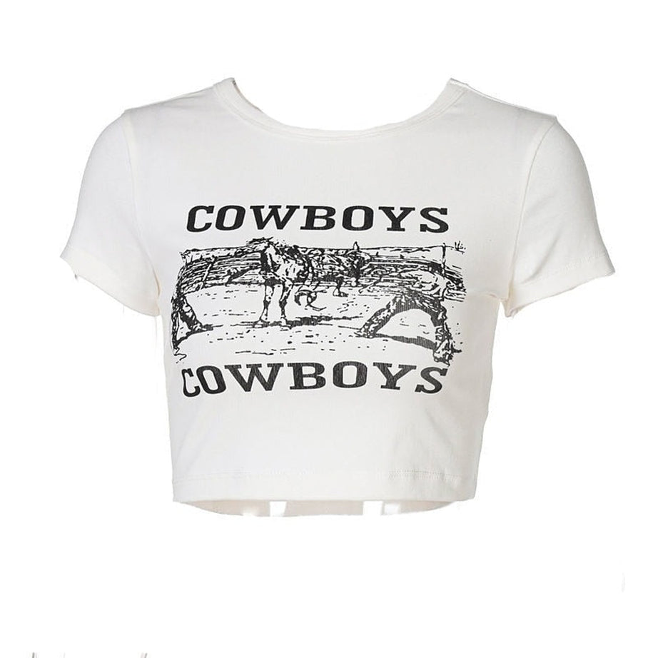 Y2k Crop Top "COWBOYS"