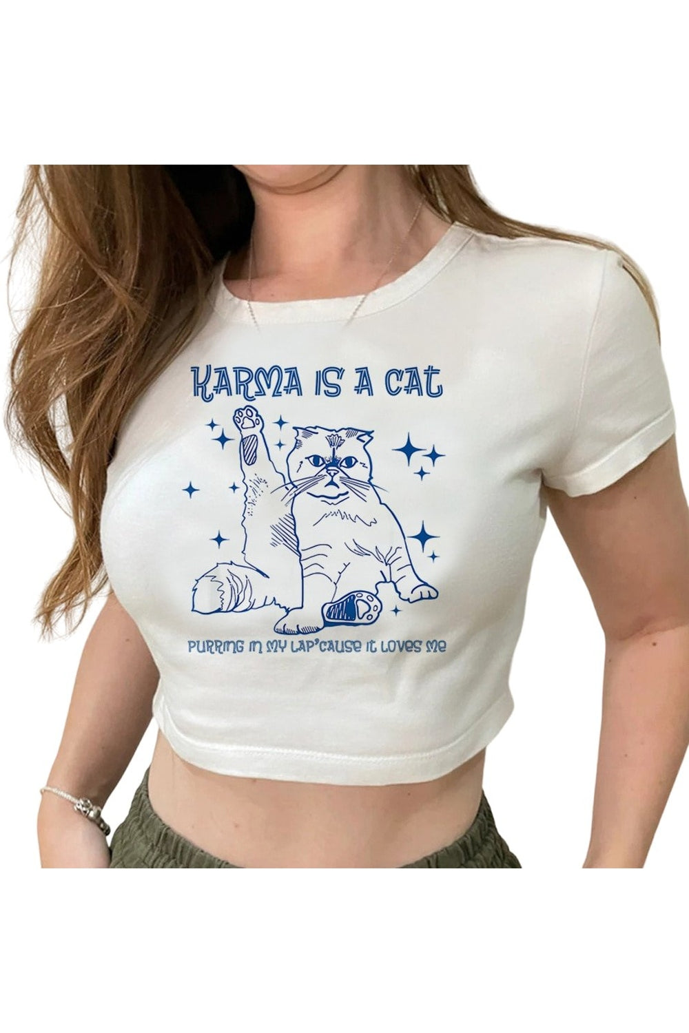 Y2k Crop Top "KARMA IS A CAT"