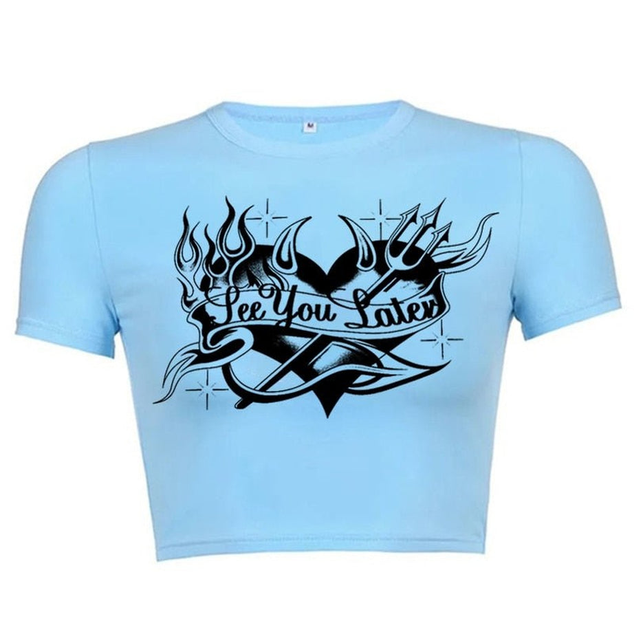 Y2k Crop Top "SEE YOU LATER"