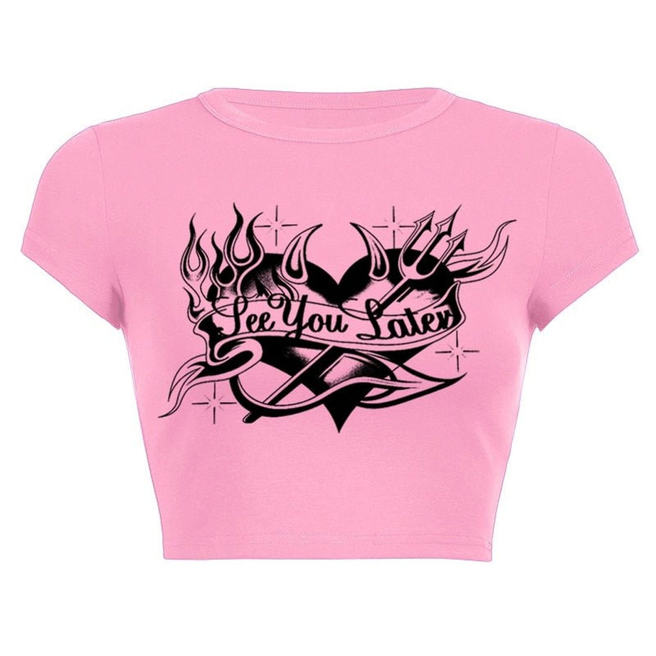 Y2k Crop Top "SEE YOU LATER"