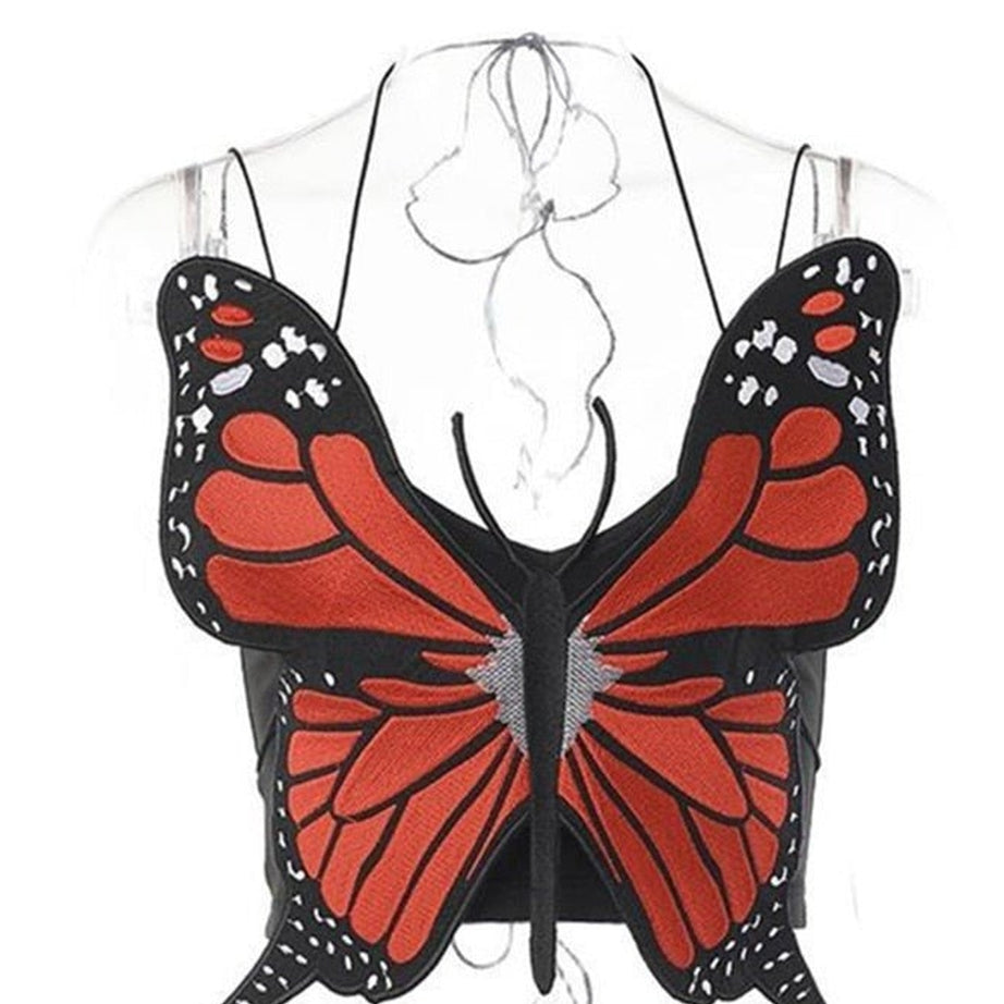 Y2k Crop Top With Butterfly Overlay