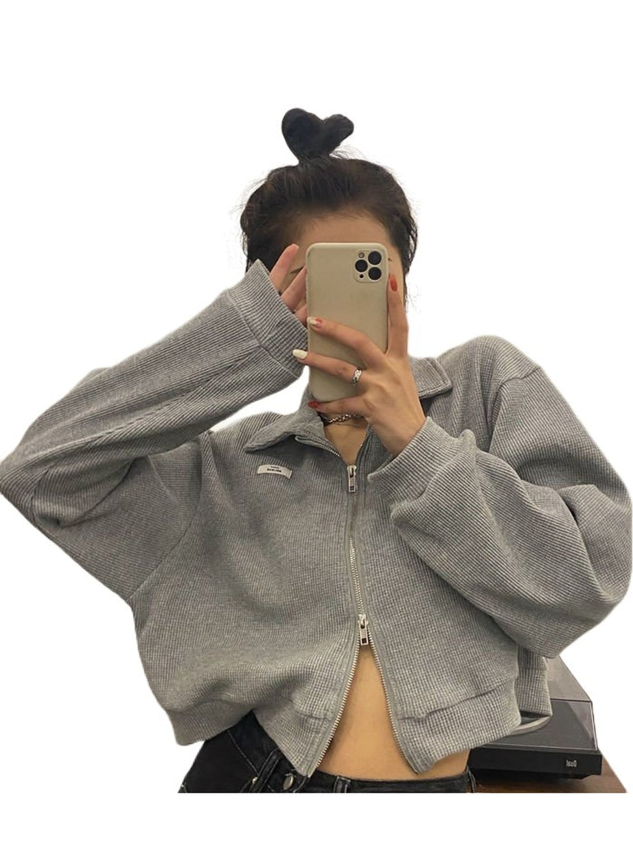 Y2k Crop Zip Up Hoodie