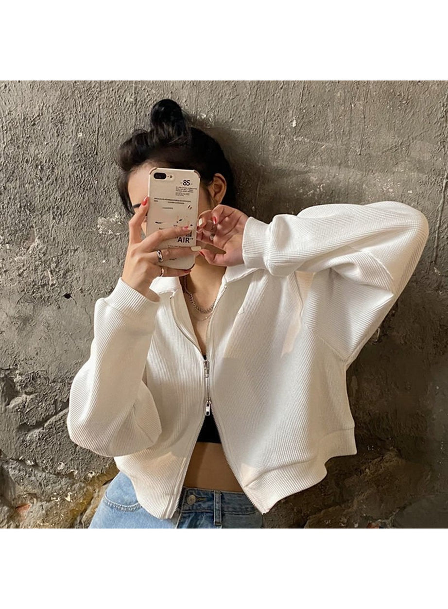 Y2k Crop Zip Up Hoodie